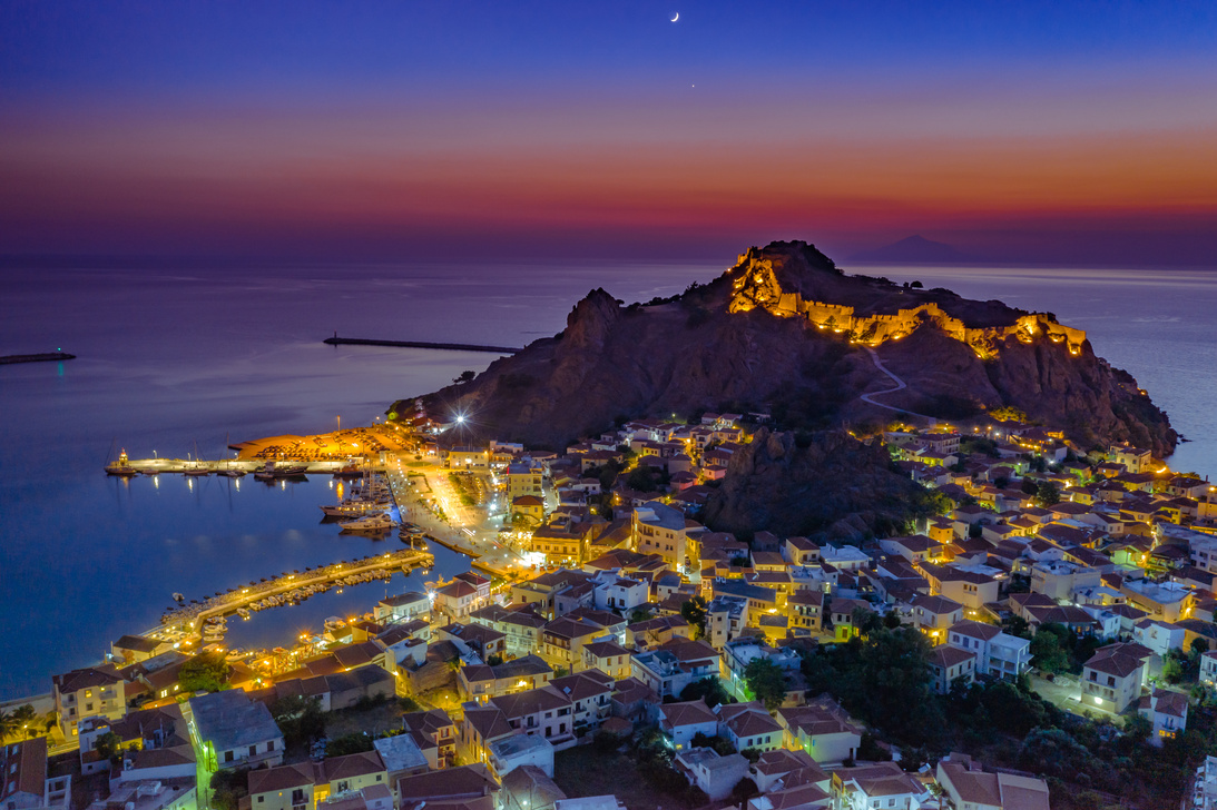 View of Myrina, Limnos island, Greece.